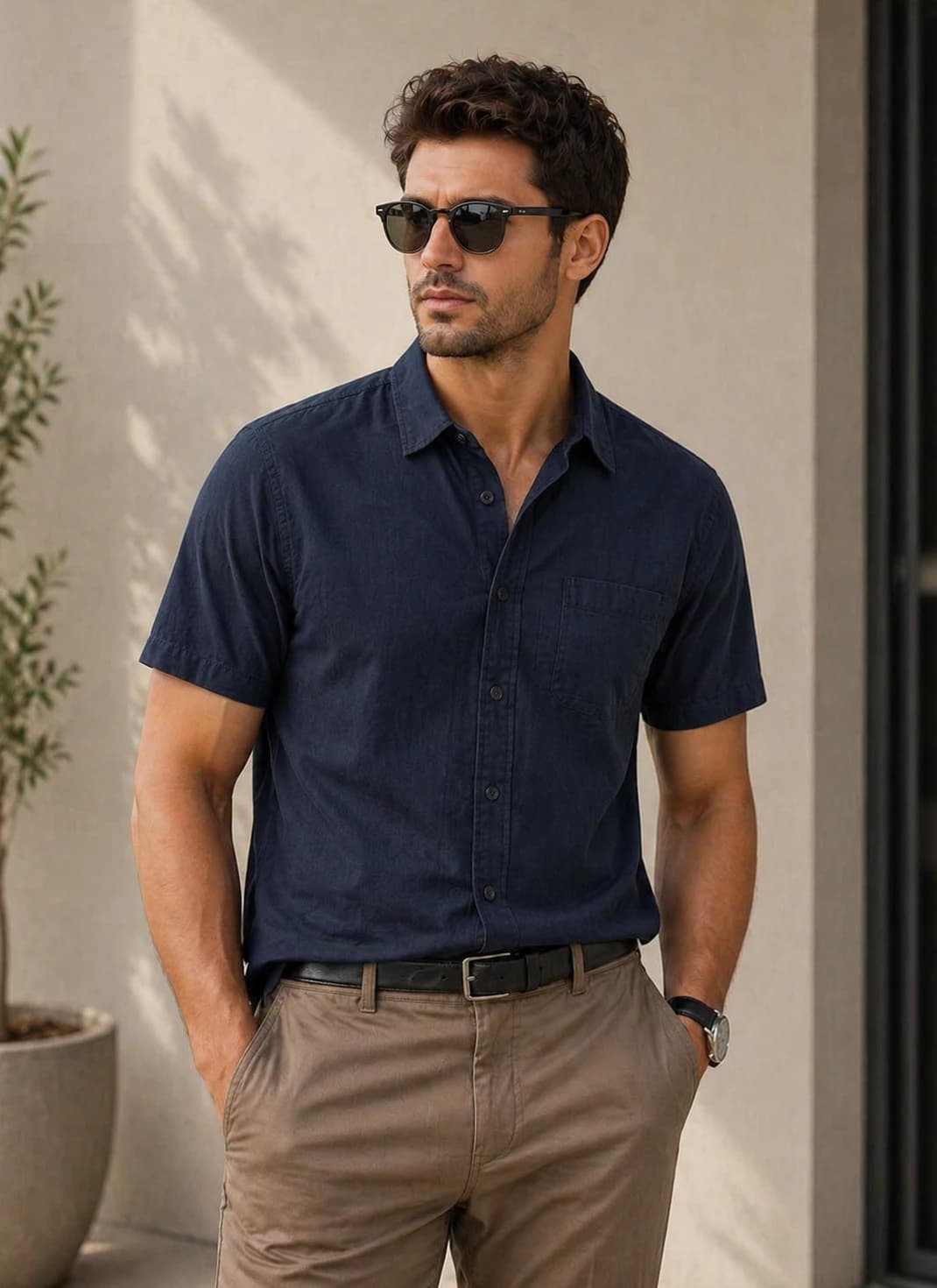 SHT72 Navy Blue Half Sleeve Shirt