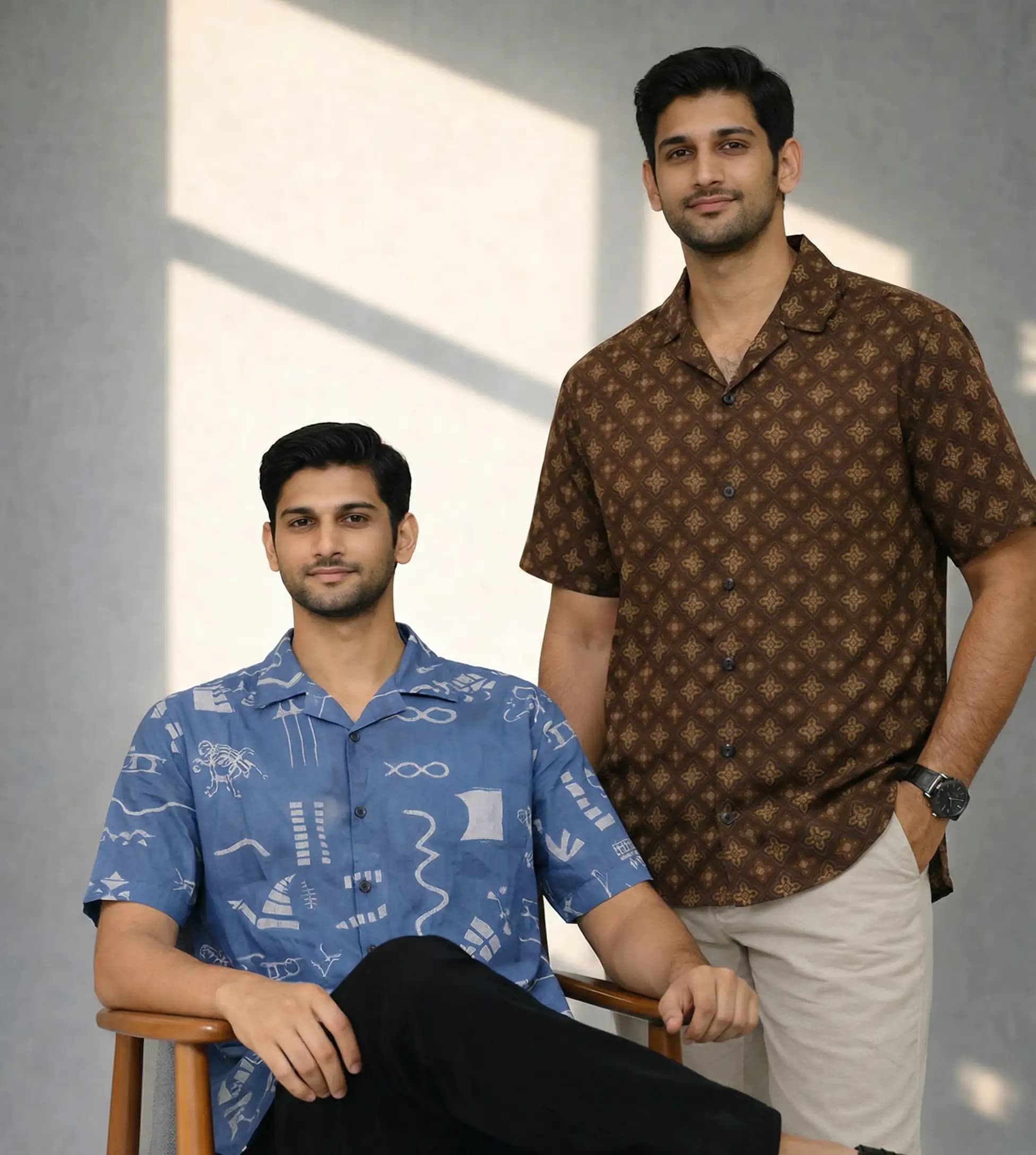 SHT59&SHT58 Coffee & Royel Blue QBAN Shirt