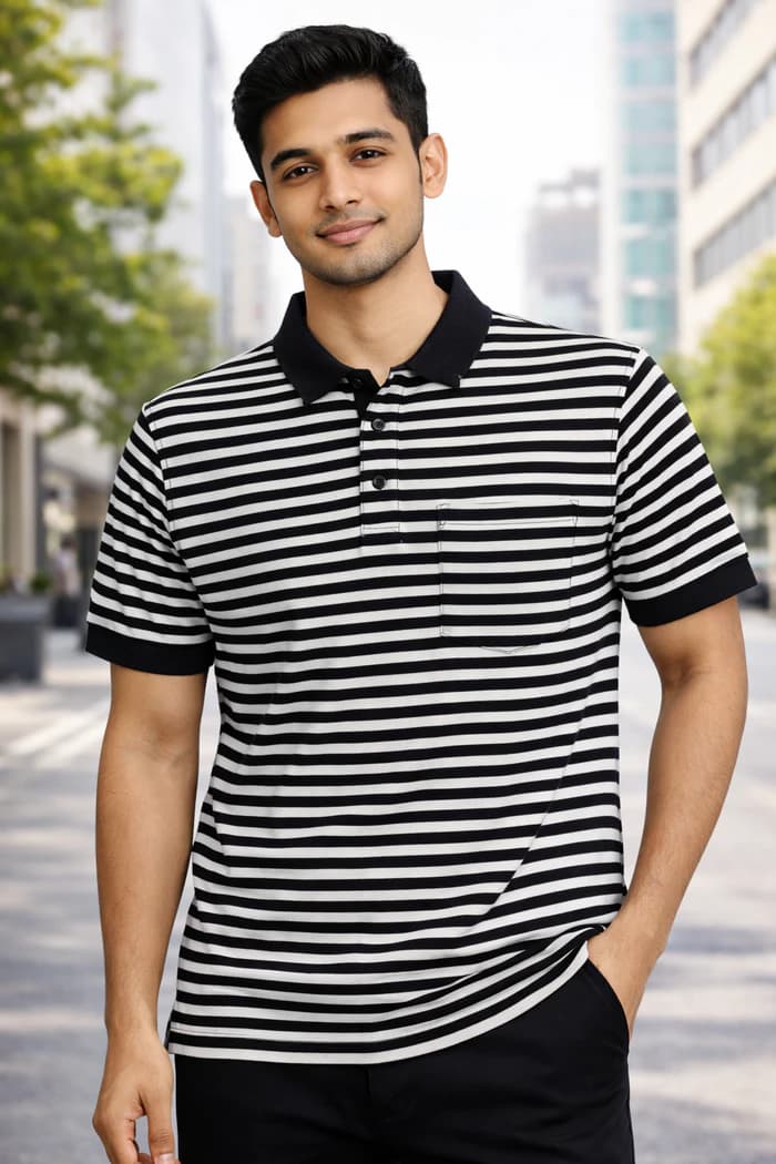 PL151 Black Alzeena men's polo