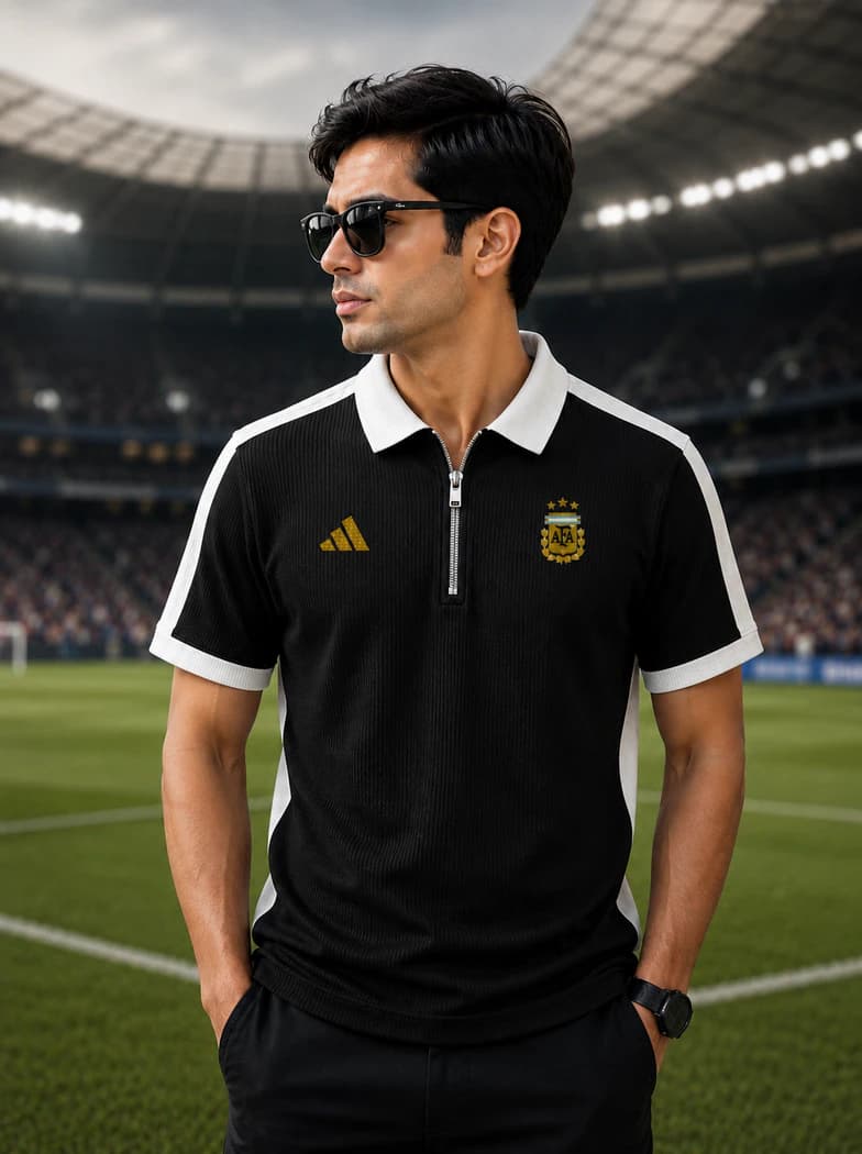 TX53 Argentina Black Men's Polo