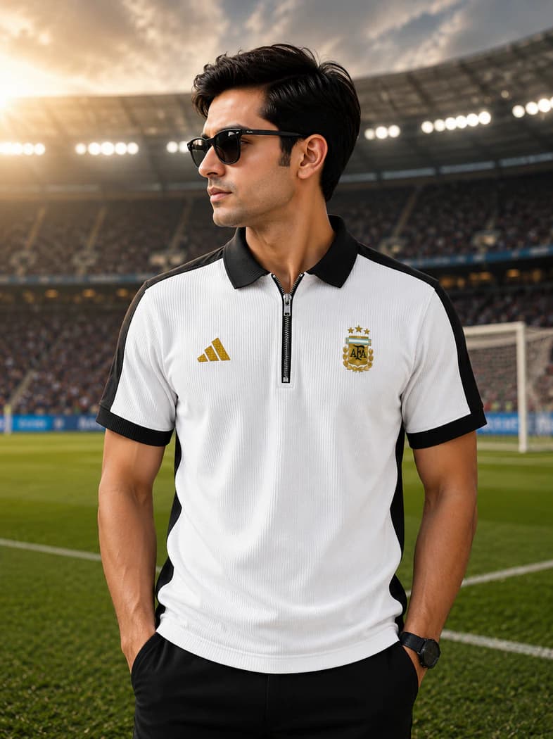 TX53 Argentina White Men's Polo