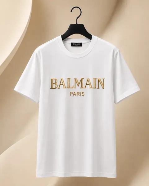 PTS05 Balmain Embrodiary Tshirt White